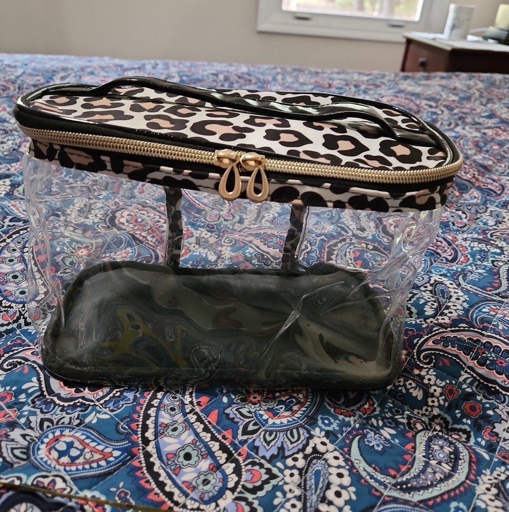 Clear Leopard Print Cosmetic Tote Bag